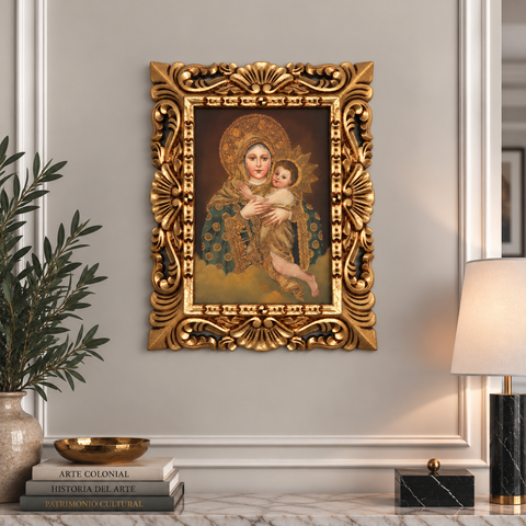 👑✨ Virgen de Schoenstatt 55 × 45 cm – Pintura Cuzqueña Artesanal PFS0400033