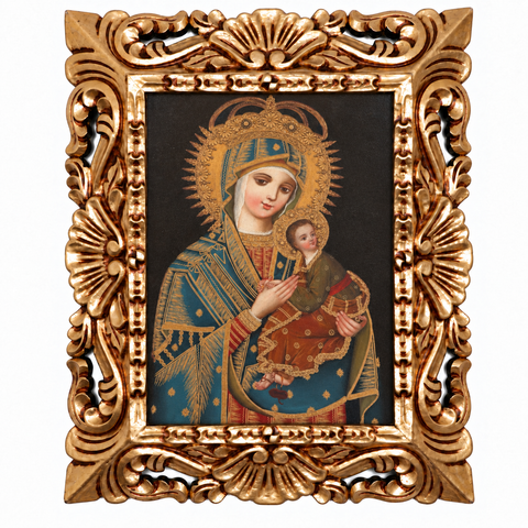 👑✨ Perpetuo Socorro 55 × 45 cm – Pintura Cuzqueña Artesanal PFS0400054