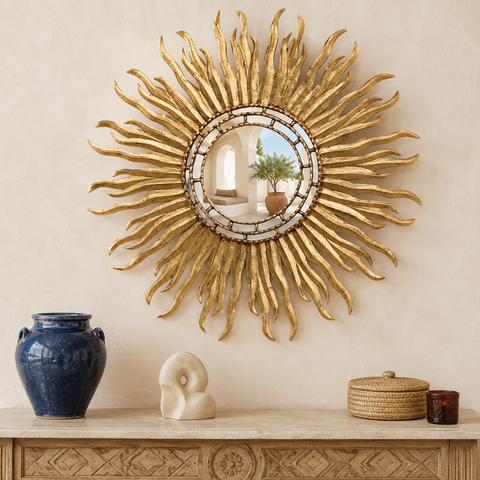 🪞✨ Espejo Cuzqueño Gold "Rayos de Sol" de 82 cm ✨☀️