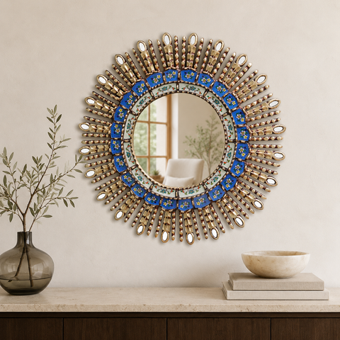 🪞✨ Espejo Cuzqueño "Ojo Azul" de 60 cm ✨👁️