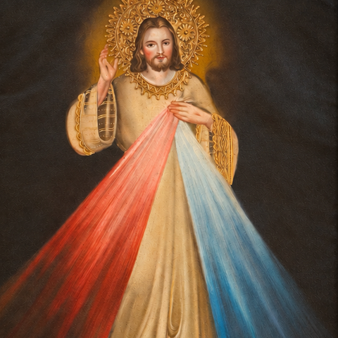 ✨🙏 Divina Misericordia 55 × 45 cm – Pintura Cuzqueña Artesanal PFS0400027