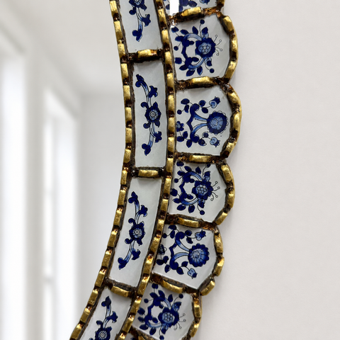 🪞✨ Espejo ovalado blanco 70 cm – Vidrio pintado a mano ✨