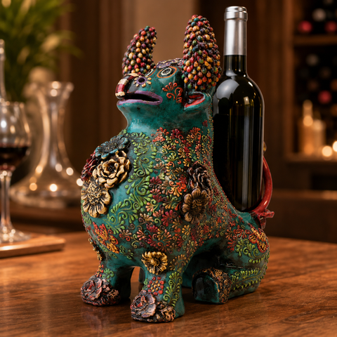 ✨🍷 Portavino Premium Toro Brocateado Turquesa 25cm ✨🐂
