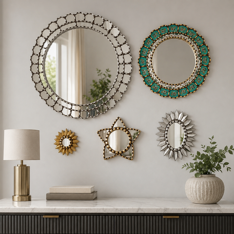 Composición Paris – Set de 5 Espejos Cuzqueños Artesanales para Pared