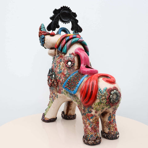 🐂 Toro de Pucará Premium Melon 37 cm – Cerámica Artesanal Peruana Decorativa de Lujo