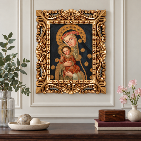 🌹✨ Santa Rosa de Lima 55 × 45 cm – Pintura Cuzqueña Artesanal PFS0400068