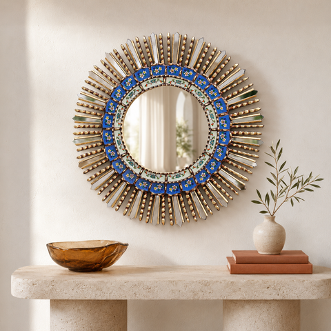 🪞✨ Espejo Cuzqueño "Lima Azul" de 60 cm ✨💙