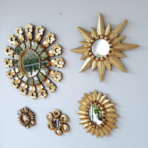 Hermosa composición de espejos decorativos artesanales cuzqueños, ideales para embellecer tu hogar con estilo único. Espejos Artesanales laminados en pan de Oro-Espejos Decorativos-Espejos Peruanos-Espejos Cuzqueños-Peruvian Mirrors-Espejos de Madera