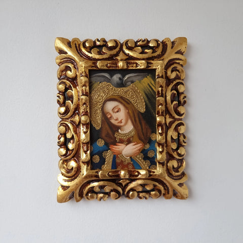 Pintura Cuzqueña con Marco " La Virgen Ave María Purísima " 47