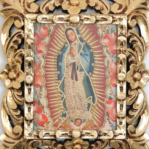 Pintura Cuzqueña con Marco " Virgen de Gualupe " 362