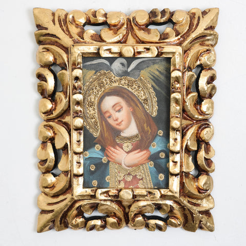 Pintura Cuzqueña con Marco " Virgen con el Espíritu Santo " 99