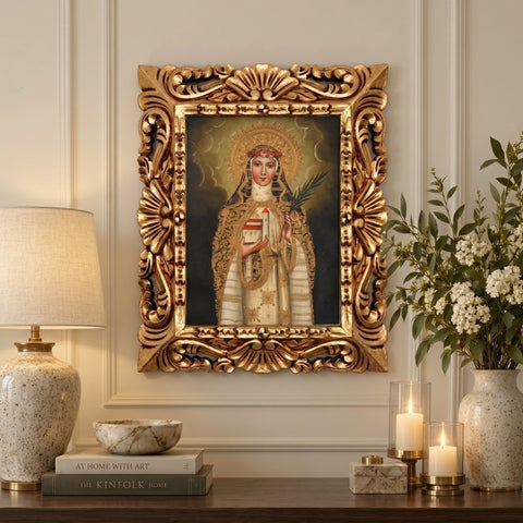 🌹🙏 Santa Rosa de Lima 55 × 45 cm – Pintura Cuzqueña Artesanal PFS0400045