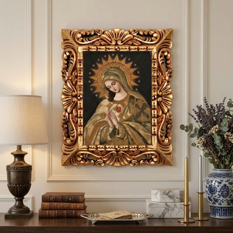👑✨ Virgen de las Mercedes 55 × 45 cm – Pintura Cuzqueña Artesanal PFS0400047